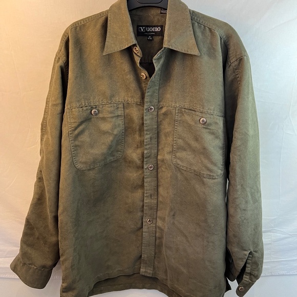 Vintage 'V Uomo' Micro Suede Button Up Shirt - Cropped/Japanese Medium - Unisex - Picture 2 of 9